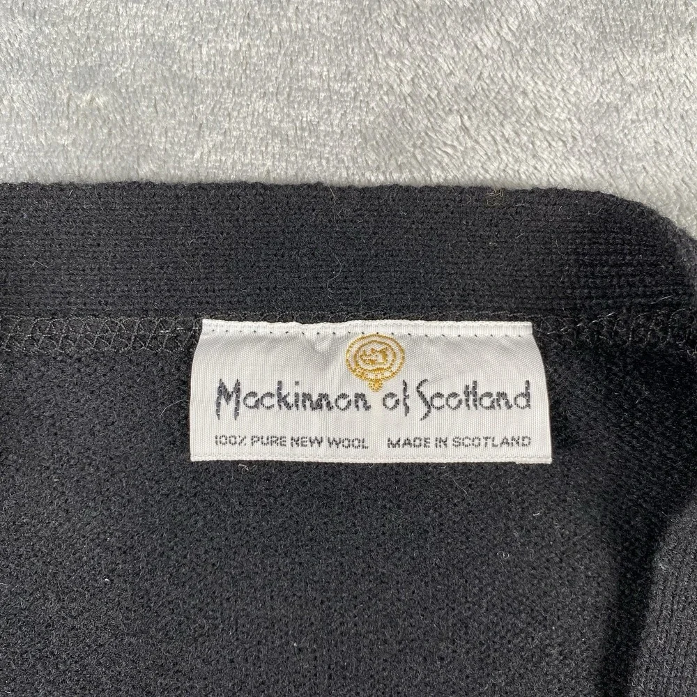 VTG Mackinnon of Scotland Sweater Vest Mens Size L Black 100% Lambs‎ Wool Argyle
